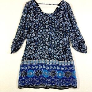 Speckless Women's Floral Black Blue Dress Size Medium